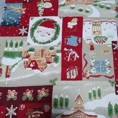 クリスマス柄 綿プリント生地 約108cm×32cm 2枚