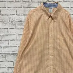 ブルックスブラザーズ長袖シャツ！オレンジチェックXL 0428