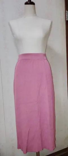 ♯ピンク リブ編み ♯タイトスカート ロング丈