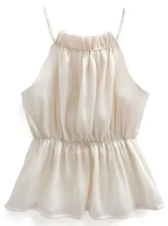 GRL ホルターネックオーガンジーペプラムトップス［ac2397］