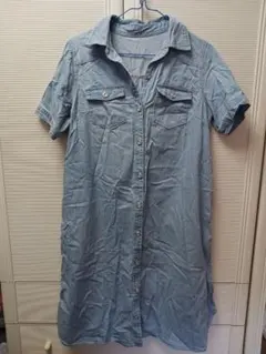マタニティ半袖シャツワンピース授乳服Lサイズ