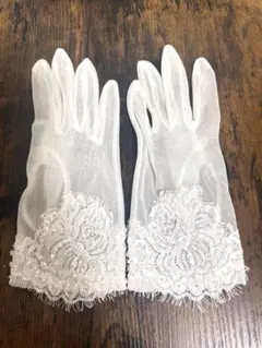Comonfashion ウエディンググローブ オーガンジー レース ホワイト