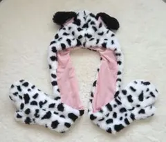 ダルメシアン柄 ファンキャップ マフラー 手袋 101匹わんちゃん 美品