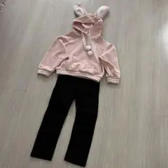 うさ耳パーカー MPSパンツ セットアップ 120 ピンク 黒 女の子