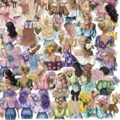 T97／コラージュ素材/海外/女の子　ステッカー/シール　PET 2