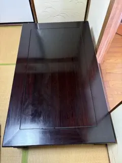 唐木座卓 彫刻入り 重厚な黒檀座卓 昭和レトロ - メルカリ