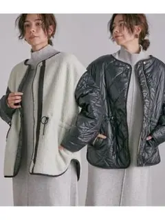 SALON adam et rope' リバーシブル中綿キルティングボアブルゾン