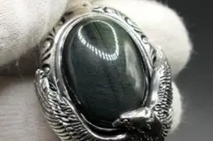 極美品　SAAD　サード　ブルータイガーアイ　イーグル　フェザー　ネックレス