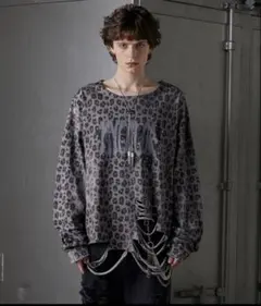 GRANCY グランシーロンT 黒 Lサイズ GRANCY】LinestoneDesign Graphic Damage LongTee / ラインストーン