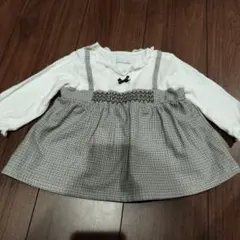 bebe 長袖トップス ホワイト/チェック柄