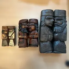 アイヌ　木彫り人形　ニポポ　3セット6体まとめ売り