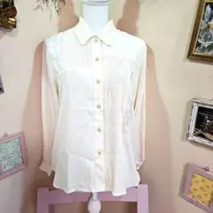 昭和レトロ ビンテージ日本製の とても素敵なオフホワイトのデザイン シャツ