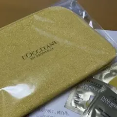 新品未使用　ロクシタン　期間限定　ゴールドラメ　ラウンドポーチ　イモーテル試供品