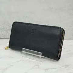 ロエベ アナグラム オーガナイザー 長財布 ラウンドジップ レザー 黒