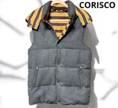 CORISCO リバーシブル中綿ベスト メンズ L チャコール フード脱着 美品
