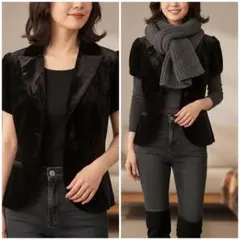 新品タグ付き　スエード調　スコットクラブ　ジャケット　シック　高級感　無地　半袖