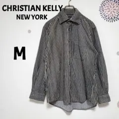 CHRISTIAN KELLY　コーデュロイ　シャツ　ストライプ柄　M　ネイビー