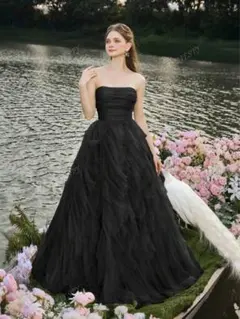 黒Aライン ウェディングドレス カラードレス