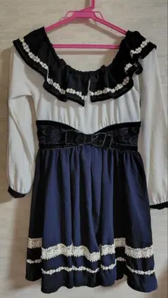 リズリサ　LIZLISA　チュニック　ミニワンピ　リボン　ネイビー