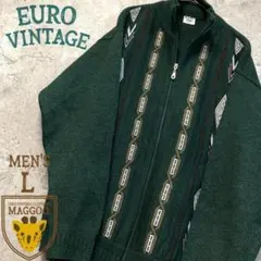 ☆ユーロ古着☆【ヴィンテージ デザイン ニット/ブルゾン】メンズM-L程