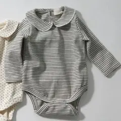 ボーダー　襟付きロンパース