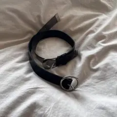 黒 レザーベルト 円形バックル