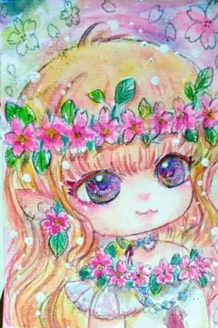 ファンタジー妖精イラスト ハガキサイズ　水彩　手描き