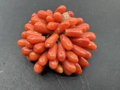M6370 赤珊瑚　ブローチ　ヴィンテージ アクセサリー