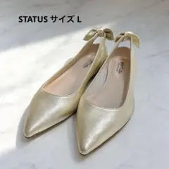 STATUS ポインテッドトゥ　バックリボンパンプス ゴールド　L 24のサムネイル
