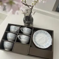 【新品未使用】noritake カップ&ソーサーセット5客　レースウッドゴールド