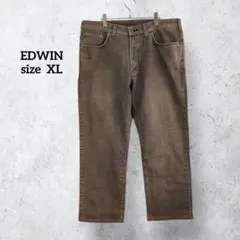 エドウィン メンズ デニムパンツ ワイドストレート ブラウン 日本製 H0474