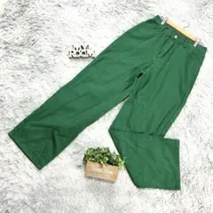 良品❗️【SHEIN】シーイン ストレートワイドパンツ(M)緑色