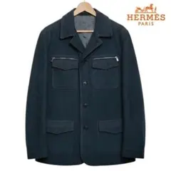 1日限定セール！255万 エルメス バッファローヌバック レザージャケット 灰紺のサムネイル