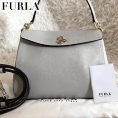 未使用級✨フルラ 現行 ハンドバッグ 2way レザー ロゴ ターンロック 袋付