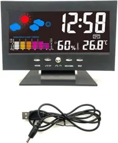 デジタル 目覚まし時計 スヌーズ機能 天気表示 温度計 LCD
