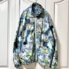 ブルゾン　ジャケット　薄手　総柄　ヴィンテージ　レトロ　着丈短め