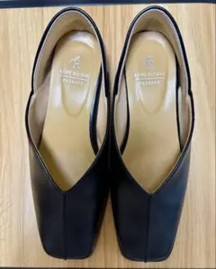 【美品】スクエアトゥ 2wayパンプス ローヒール 歩きやすい バブーシュ