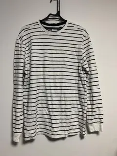ZARA ホワイト/ブラックストライプ 長袖シャツ L