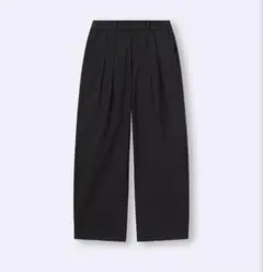 GUジーユー　チノバレルレッグタックワイドパンツ　ブラック　XL LL 新品