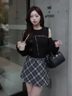 ダーリッチ ドッキングミドルウエストニットミニワンピース