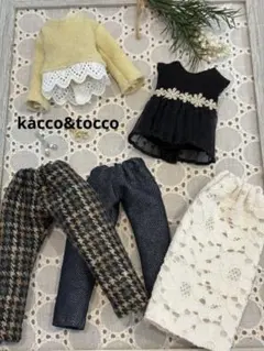 No.4033 ハンドメイド22cmドール服 5点セット（ピアス付き）