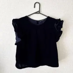 ZARA BASIC ベロア フリル袖 トップス Lサイズのサムネイル