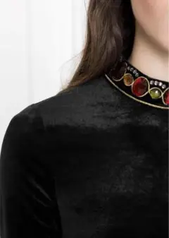 &other Storys アンドアザーストーリーズ ジャンプスーツ ベロア 黒