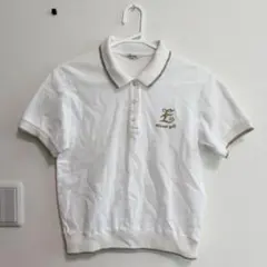 【美品】ellesse golf ゴルフ ポロシャツ 白 金刺繍 綿100%