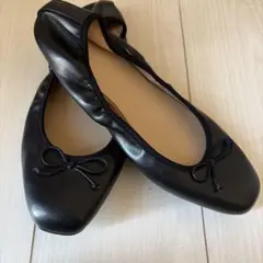 ブラック GUフラットバレエシューズL