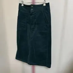 ikka ダークグリーン コーデュロイ タイトスカート