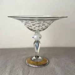 骨董 手吹きガラス モールガラス フリルコンポート デザートグラス