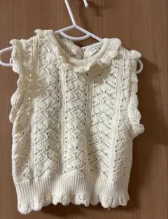 Catimini ベビー用アイボリー ニットベスト 80cm