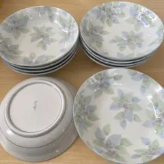 【昭和レトロ】【未使用品】光峰花柄 陶器 中皿 10枚セットのサムネイル