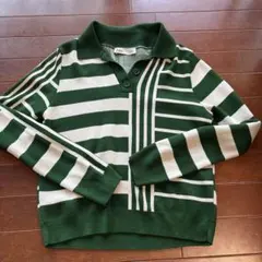 ZARA ポロニット グリーン ボーダー